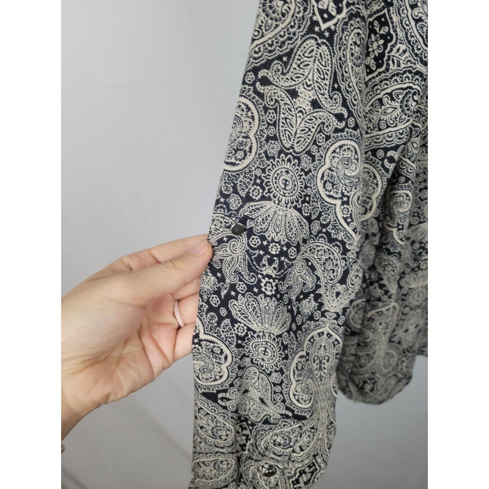 Mango Basic Black And Beige Paisley Button Up Blo… - image 5